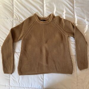 Quince Camel Organic Cotton Fisherman Crew Sweater